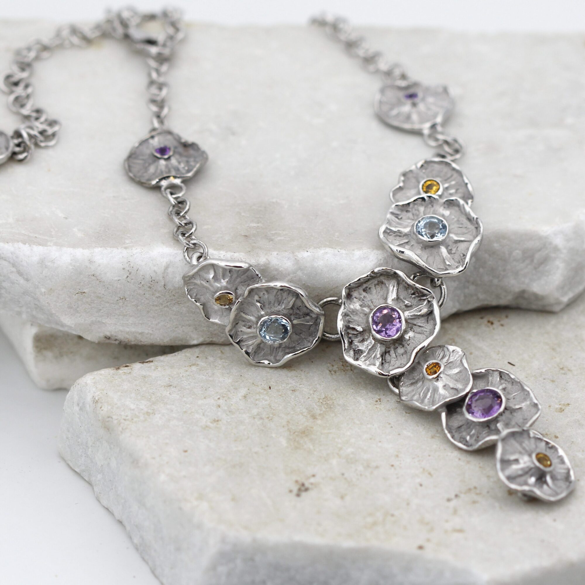 Anna Gioielli Winter Flower collana argento 52 cm 11 fiori