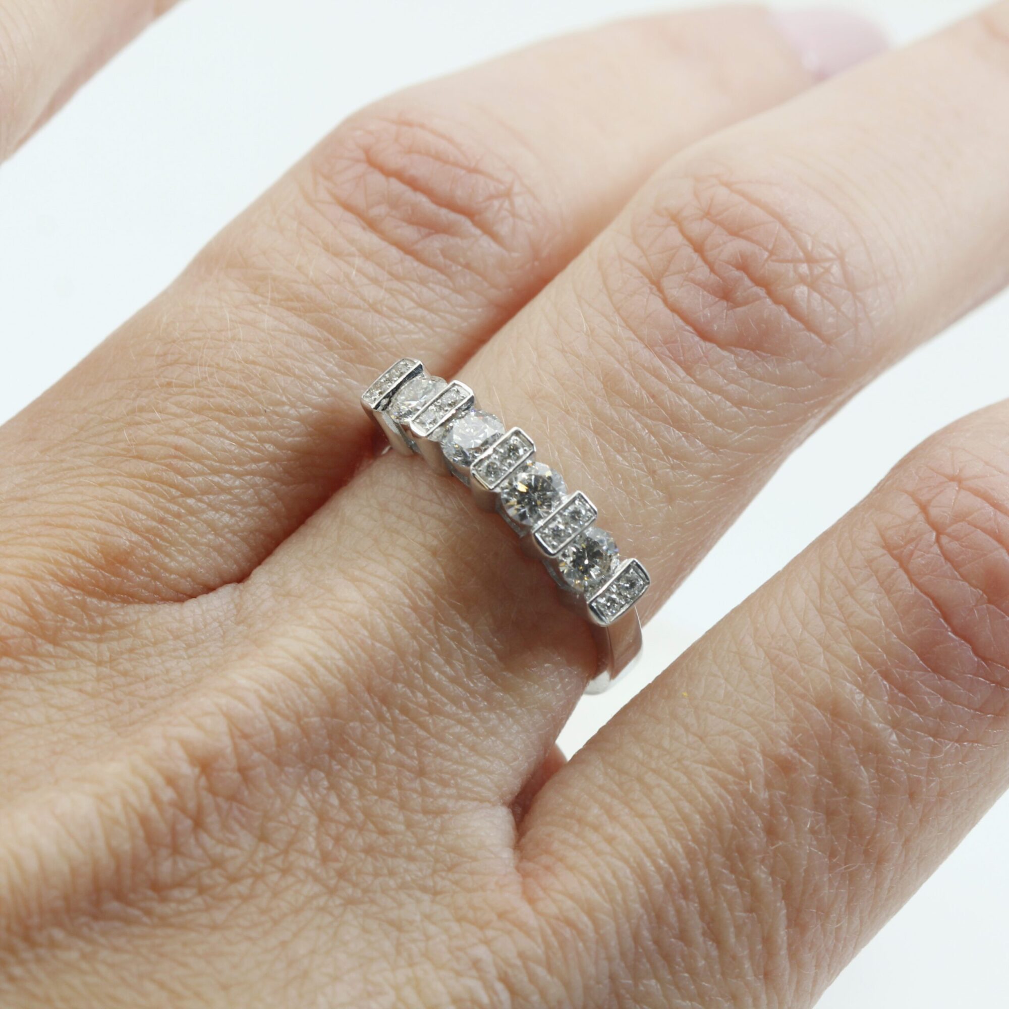 Anna Gioielli Traversine Anello Oro Bianco 14 Diamanti 0,91 ct