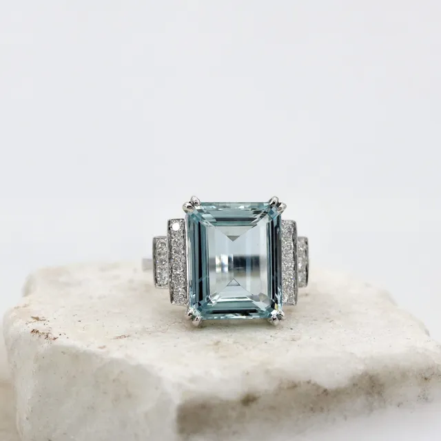 Anna Gioielli Classici anello oro bianco acquamarina 9,90 ct