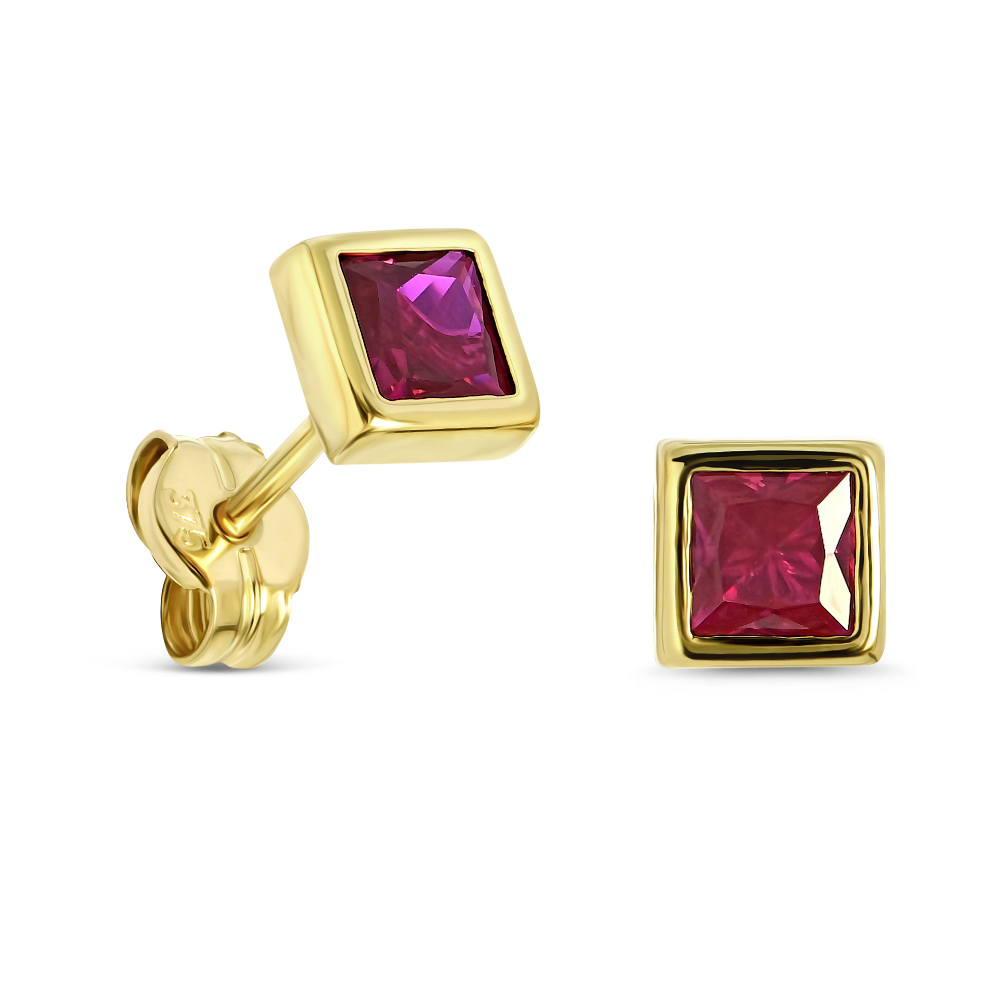 Miore Earrings Orecchini Oro Giallo Rubino 9Kt