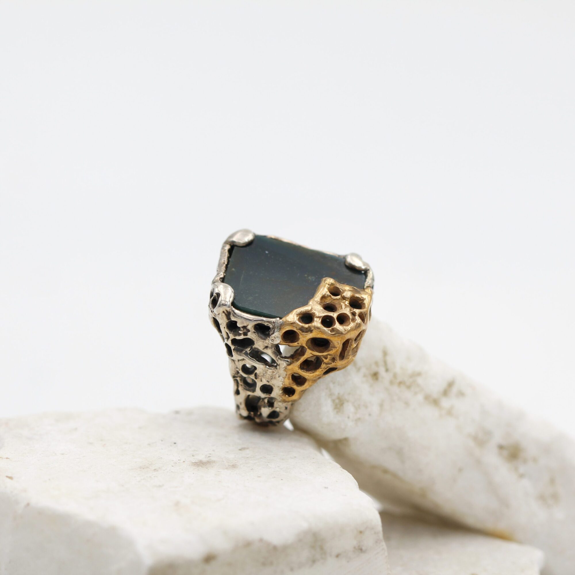 Anna Gioielli Marte anello argento diaspro verde 15x20 mm