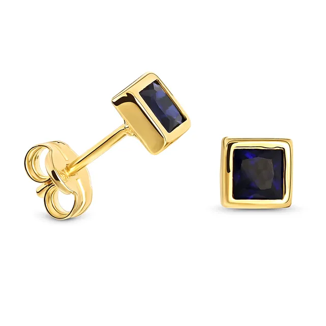 Miore Earrings Orecchini oro giallo 9Kt zaffiro creato