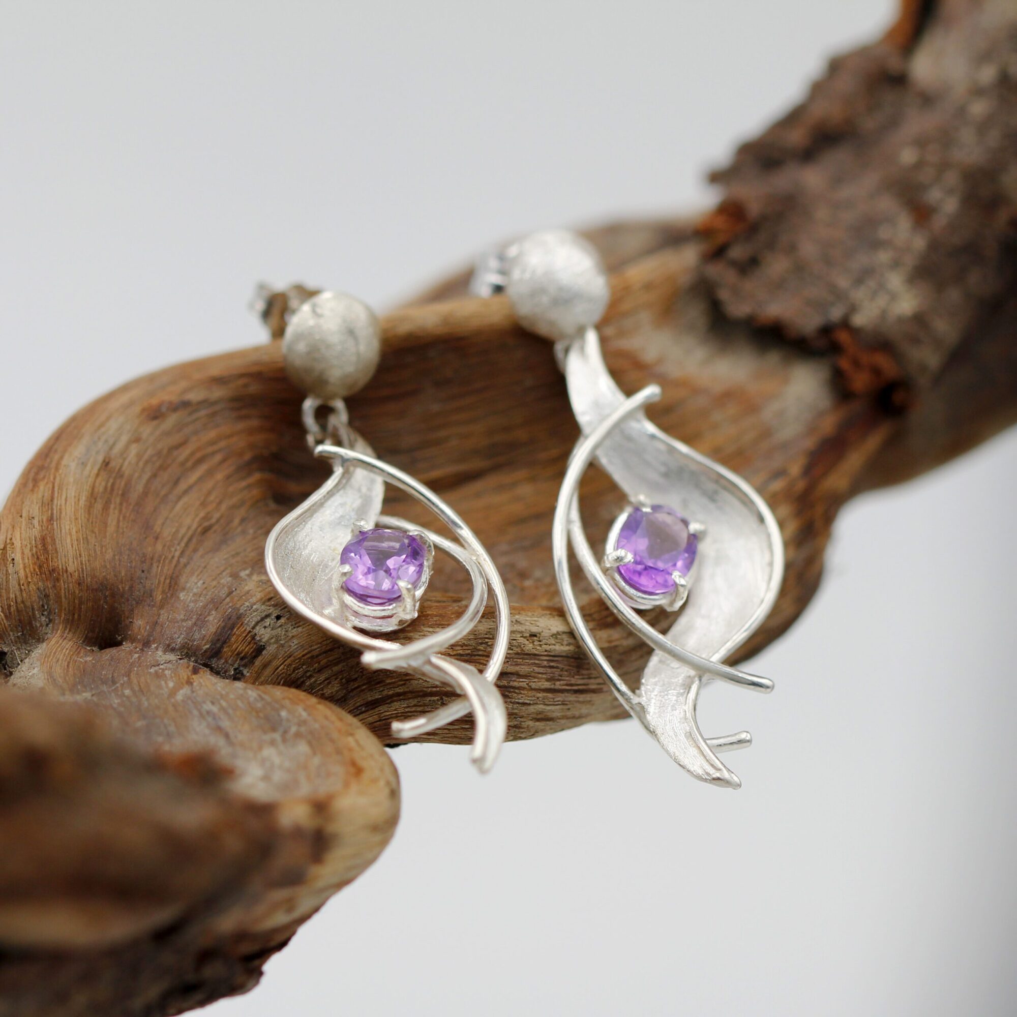 Anna Gioielli Orecchini Pendenti Argento Ametiste Viola 45 mm