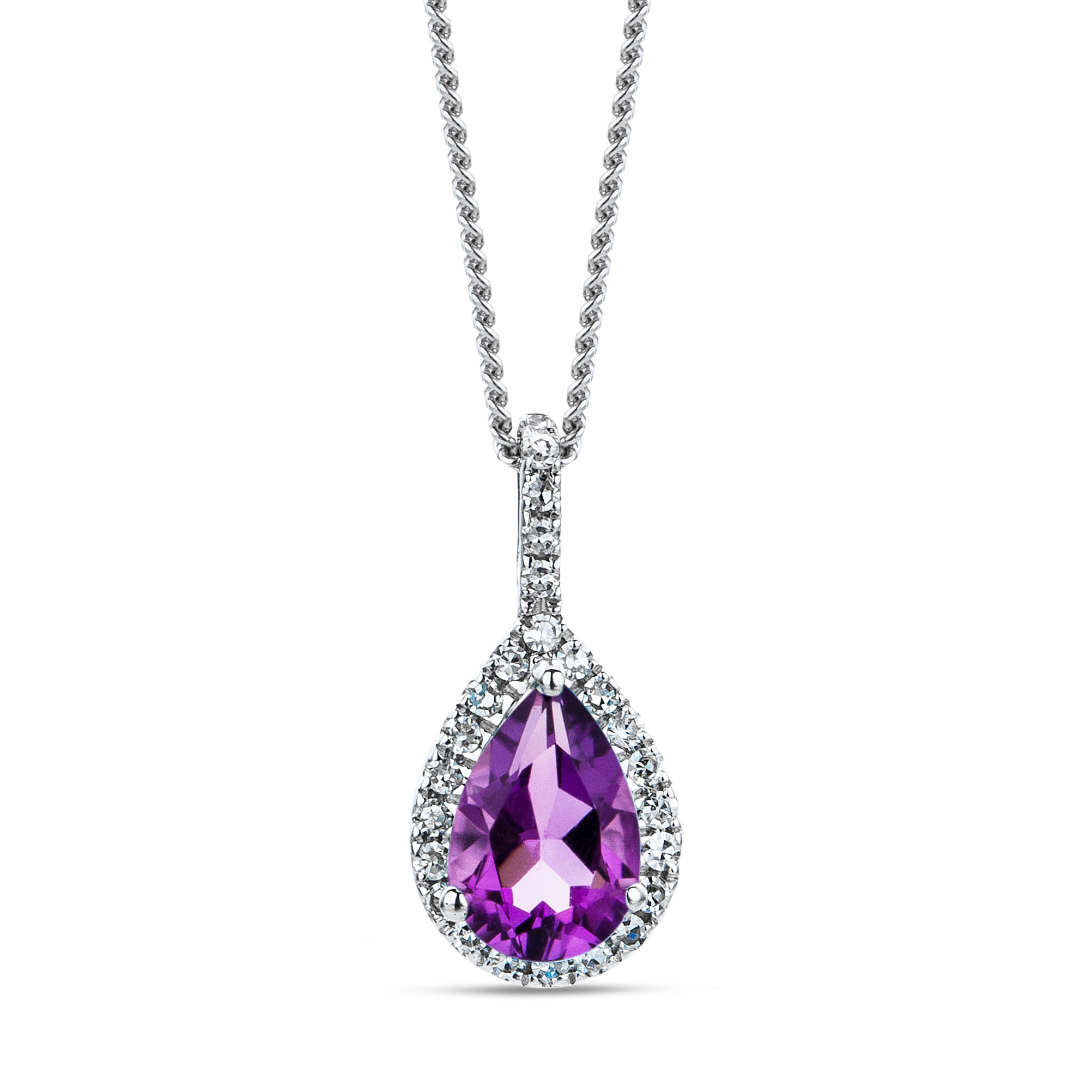 Miore Collana Oro Bianco 9Kt Ametista