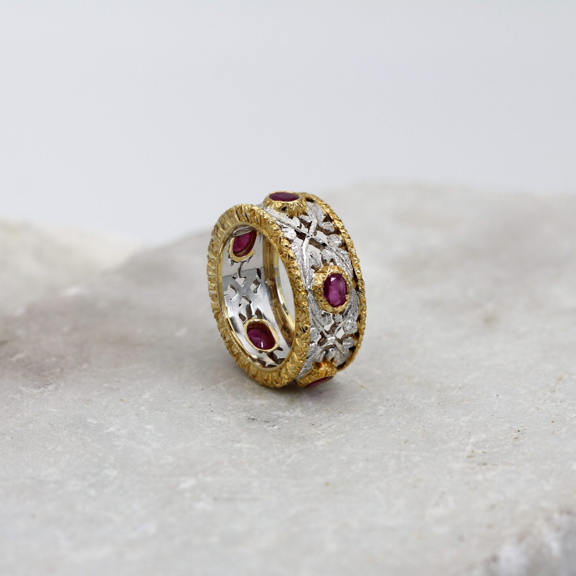 Anna Gioielli Stile Orafo Fiorentino anello oro rubini 9 mm