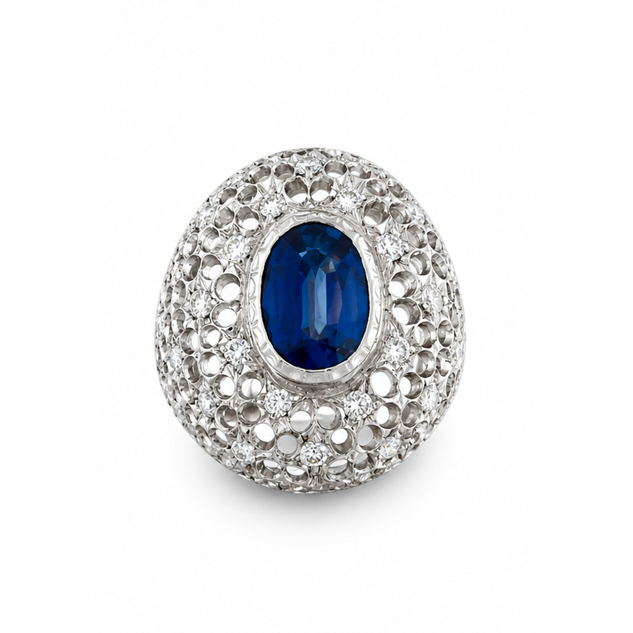 Anna Gioielli Stile Orafo Fiorentino anello zaffiro 5 ct diamanti