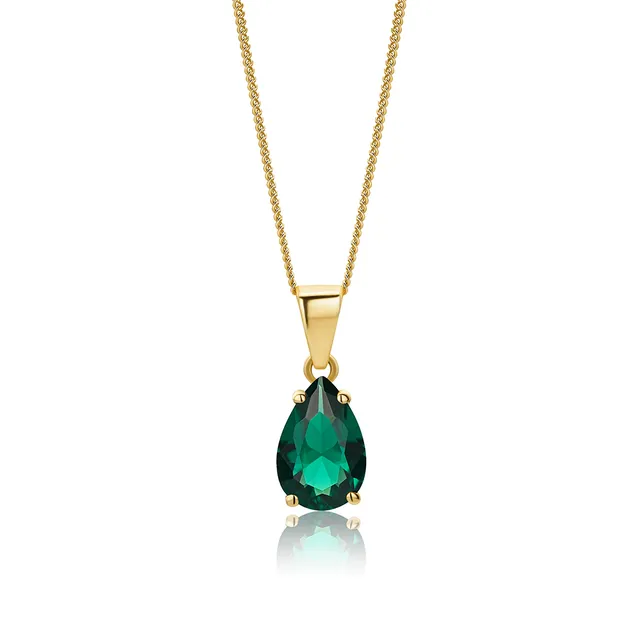 Miore Collana Oro Giallo 9Kt Smeraldo Creato