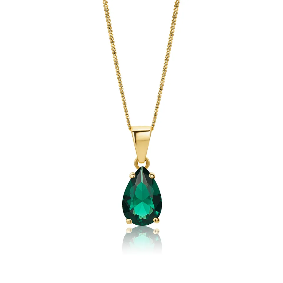 Miore Collana Oro Giallo 9Kt Smeraldo Creato