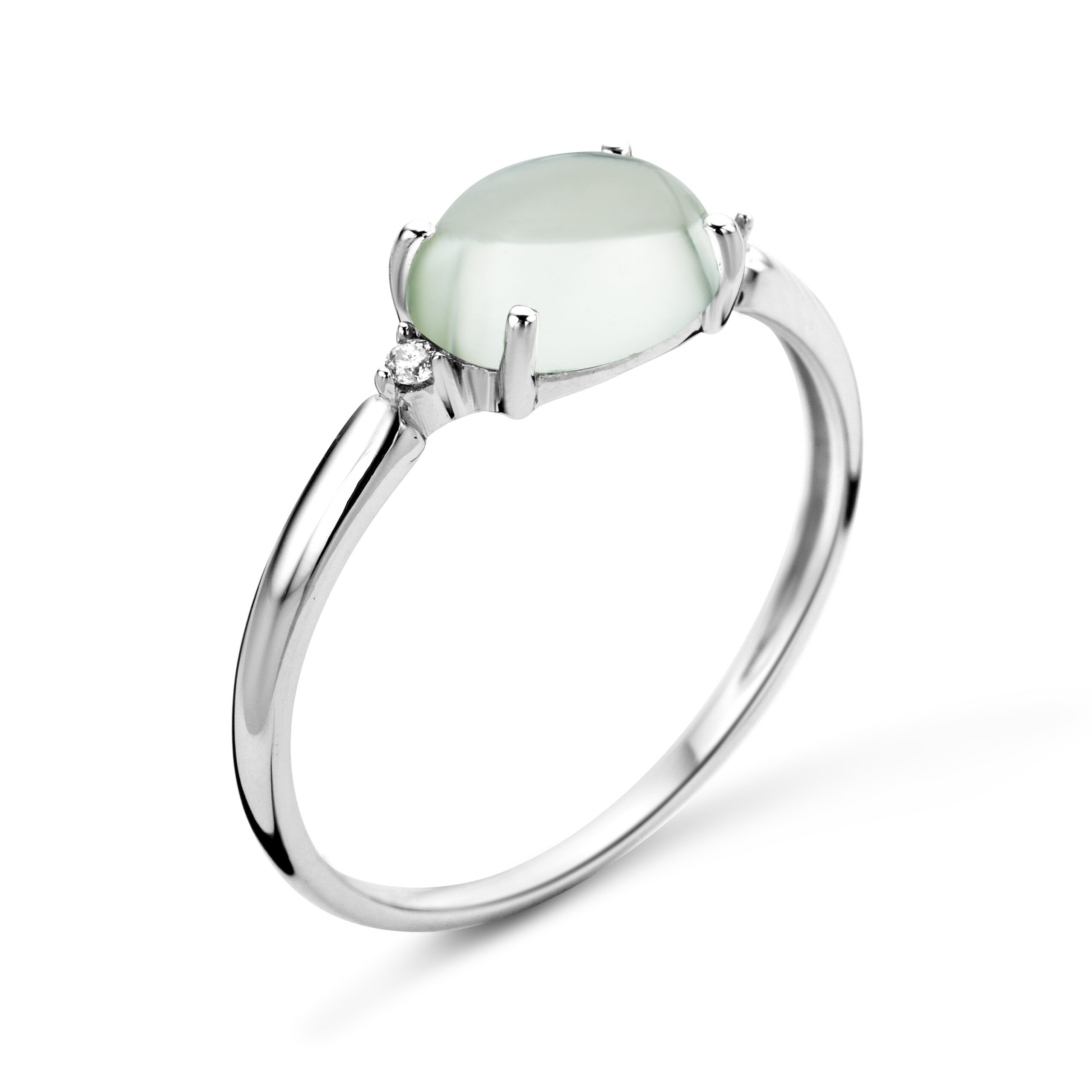 Miore Anello Oro Bianco 9kt Ametista Verde