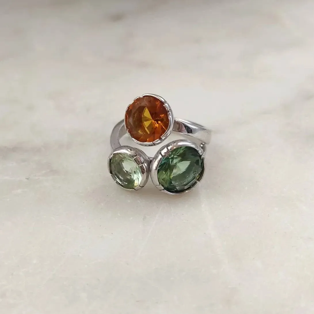 Anna Gioielli Anelli anello argento 925 pietre verdi arancioni