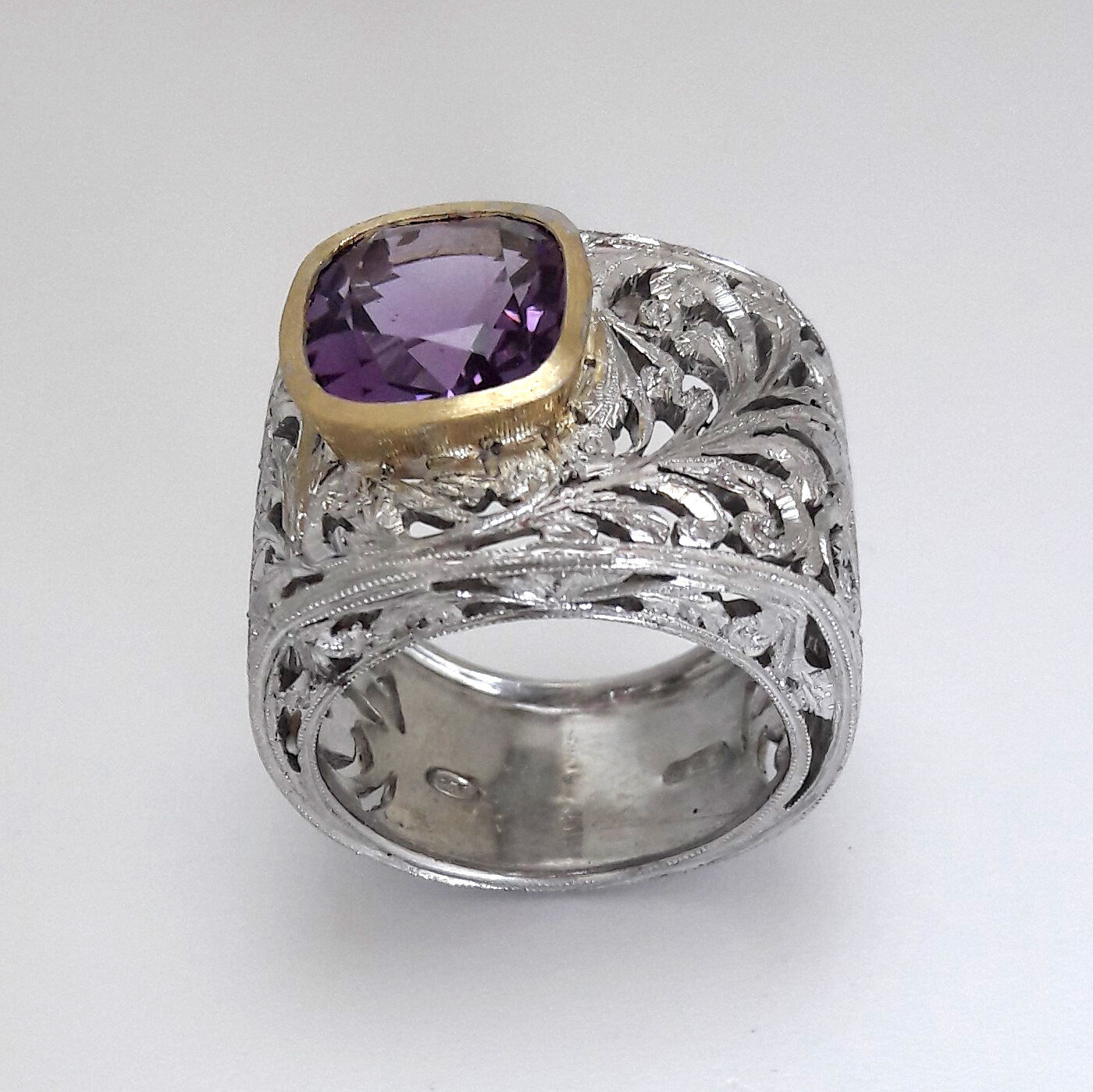Anna Gioielli Jolly Jewels Ametista anello oro argento asimmetrico