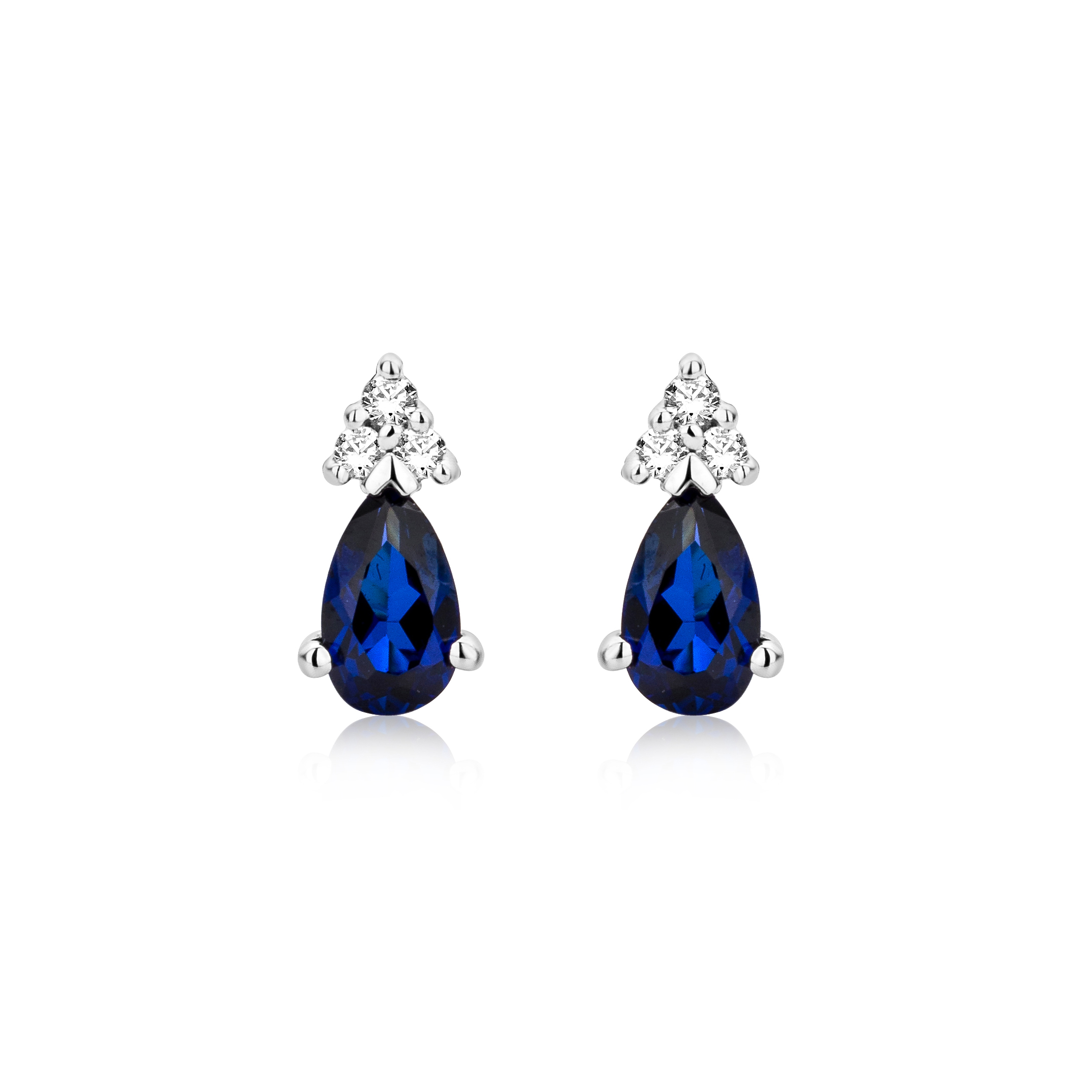Miore Earrings Orecchini Oro Bianco Zaffiro Creato 9KT