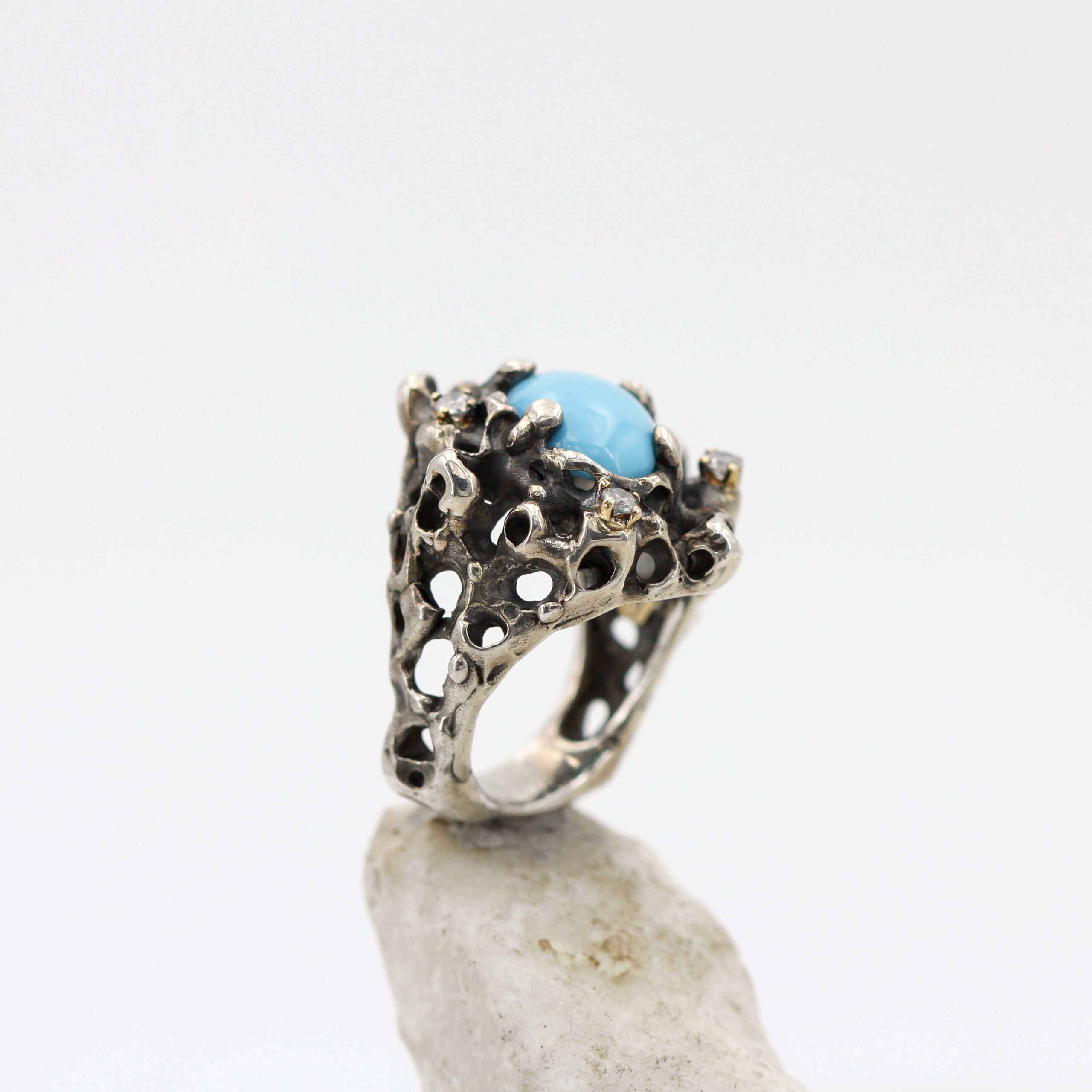 Anna Gioielli Jolly Jewels anello turchese 4 diamanti grey