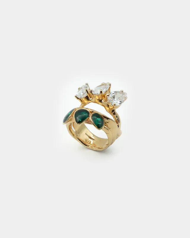 Voodoo Jewels Bold Shapes White Galium anello bronzo oro taglia M
