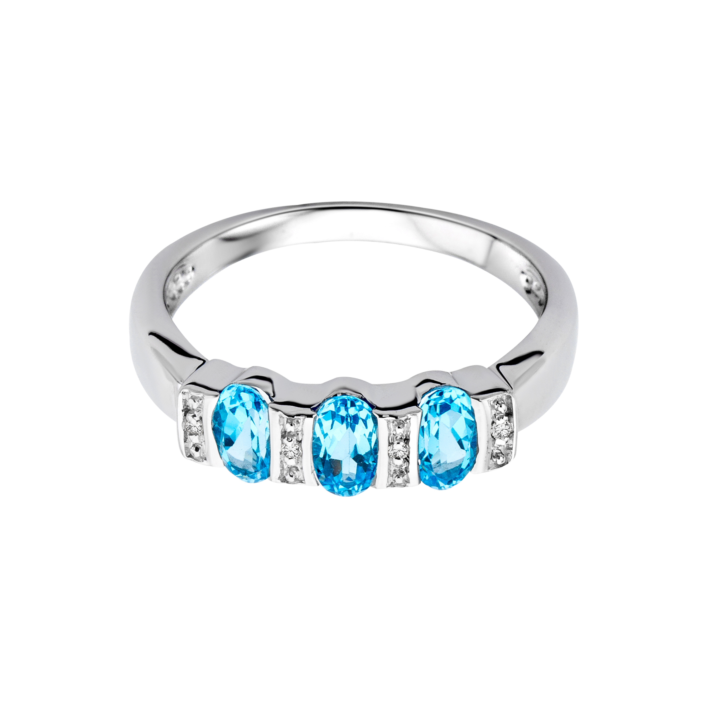 Miore Ring Anello Oro Bianco 9Kt Topazio Blu