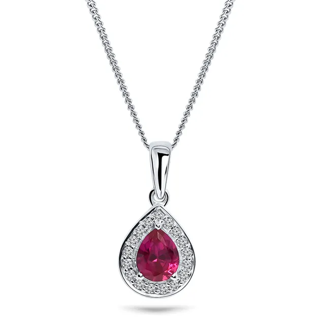 Miore Collana Oro Bianco 9Kt Rubino Creato