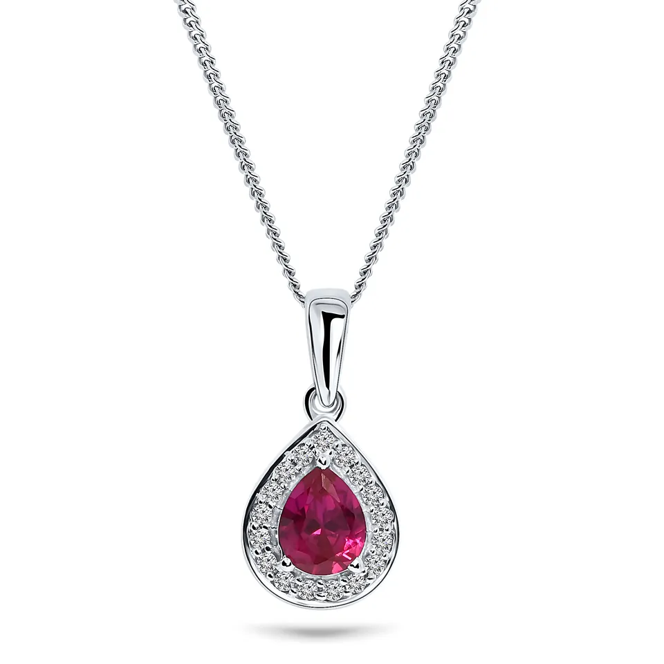 Miore Collana Oro Bianco 9Kt Rubino Creato