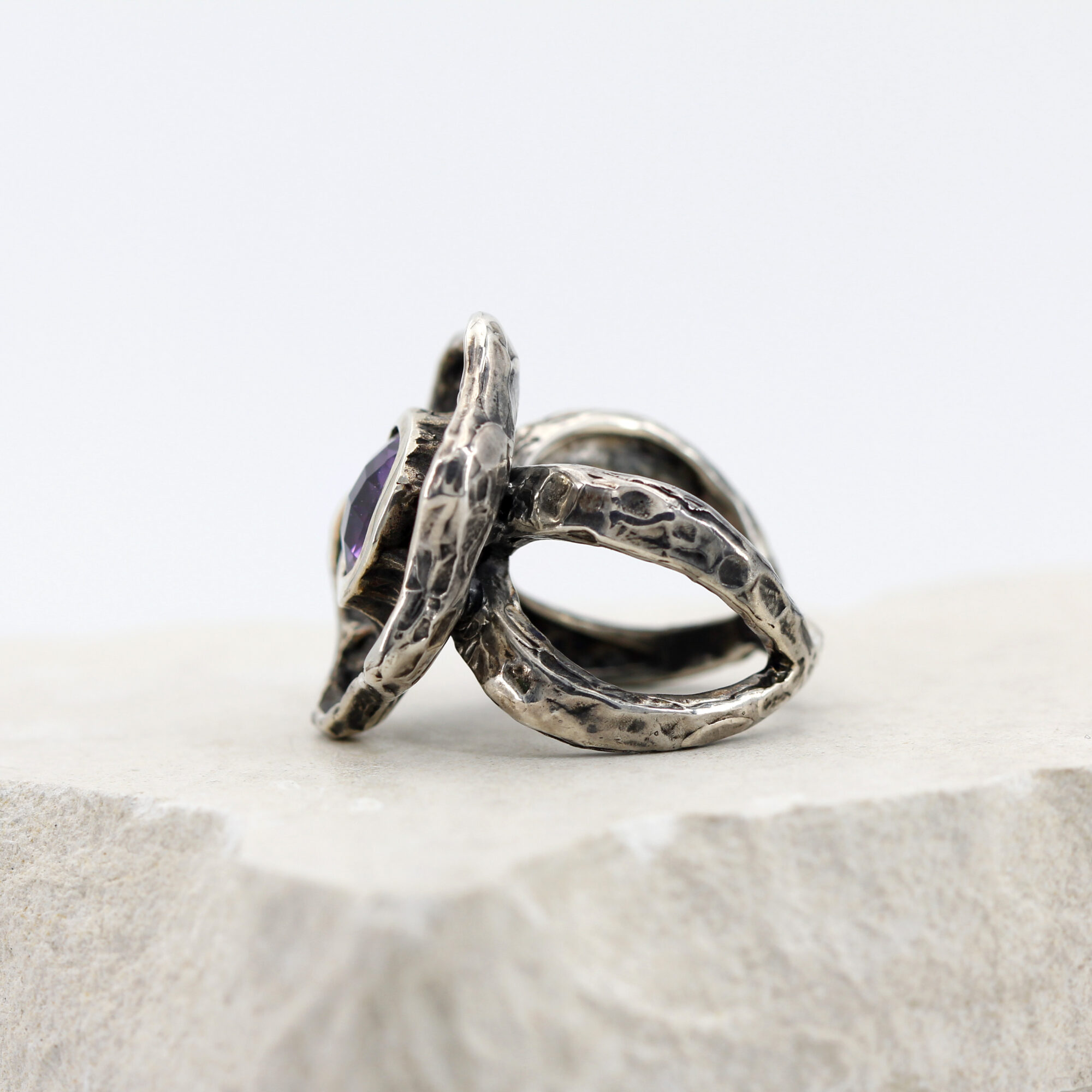 Anna Gioielli Winter Flower Anello Argento Fiore Ametista 28mm