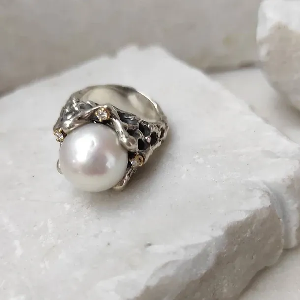 Anna Gioielli Jolly Jewels anello argento perla diamanti 0.12 ct