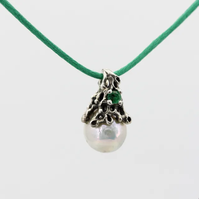 Anna Gioielli Collezione Marte pendente argento smeraldo perla