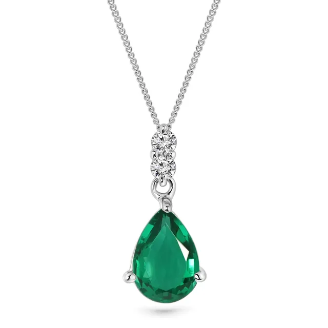 MIORE Collana oro bianco 9kt smeraldo creato