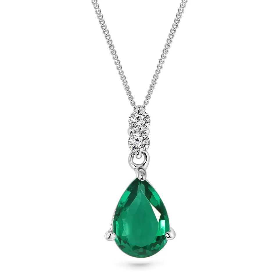 MIORE Collana oro bianco 9kt smeraldo creato