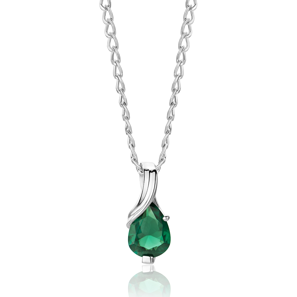 Miore Collana Oro Bianco 9KT Smeraldo Creato