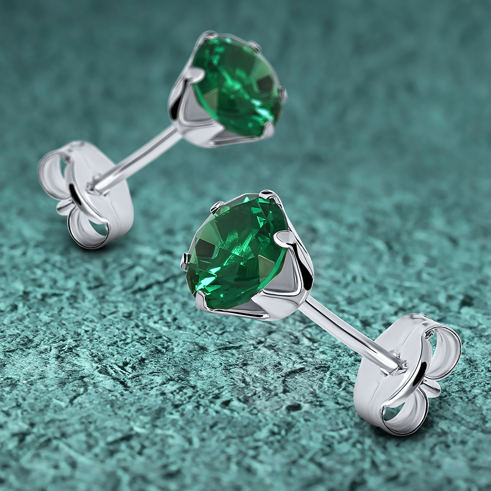 Miore Earrings Orecchini oro bianco 9kt smeraldo verde