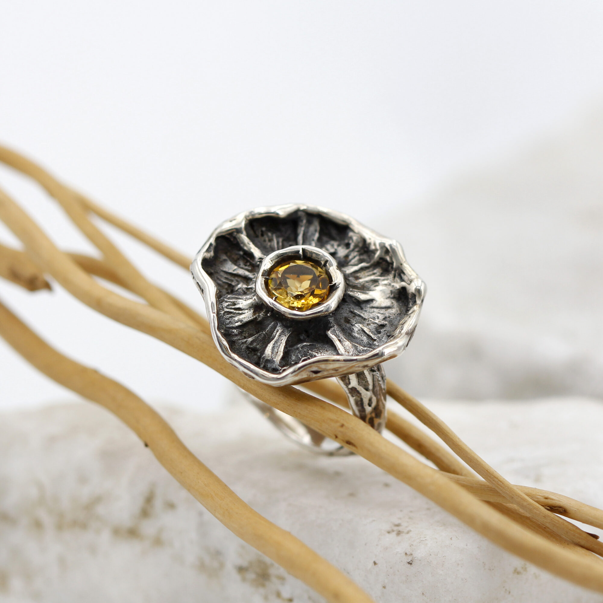Anna Gioielli Winter Flower Anello Argento 925 Quarzo Citrino