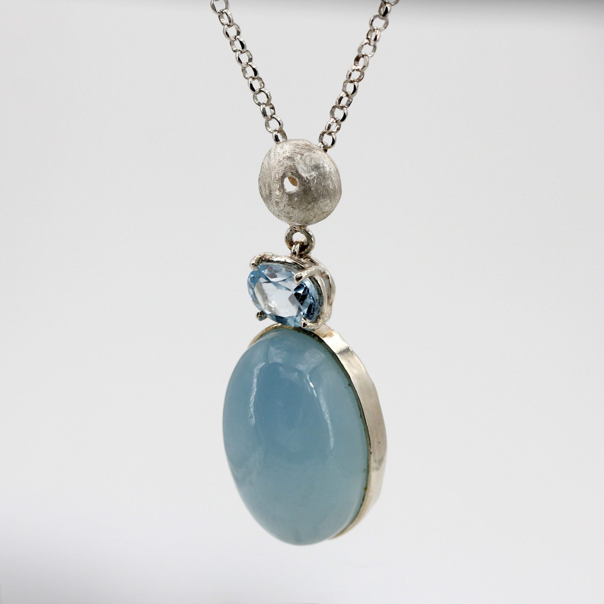 Anna Gioielli Pendente Argento Acquamarina Latte Topazio Blu 46 cm
