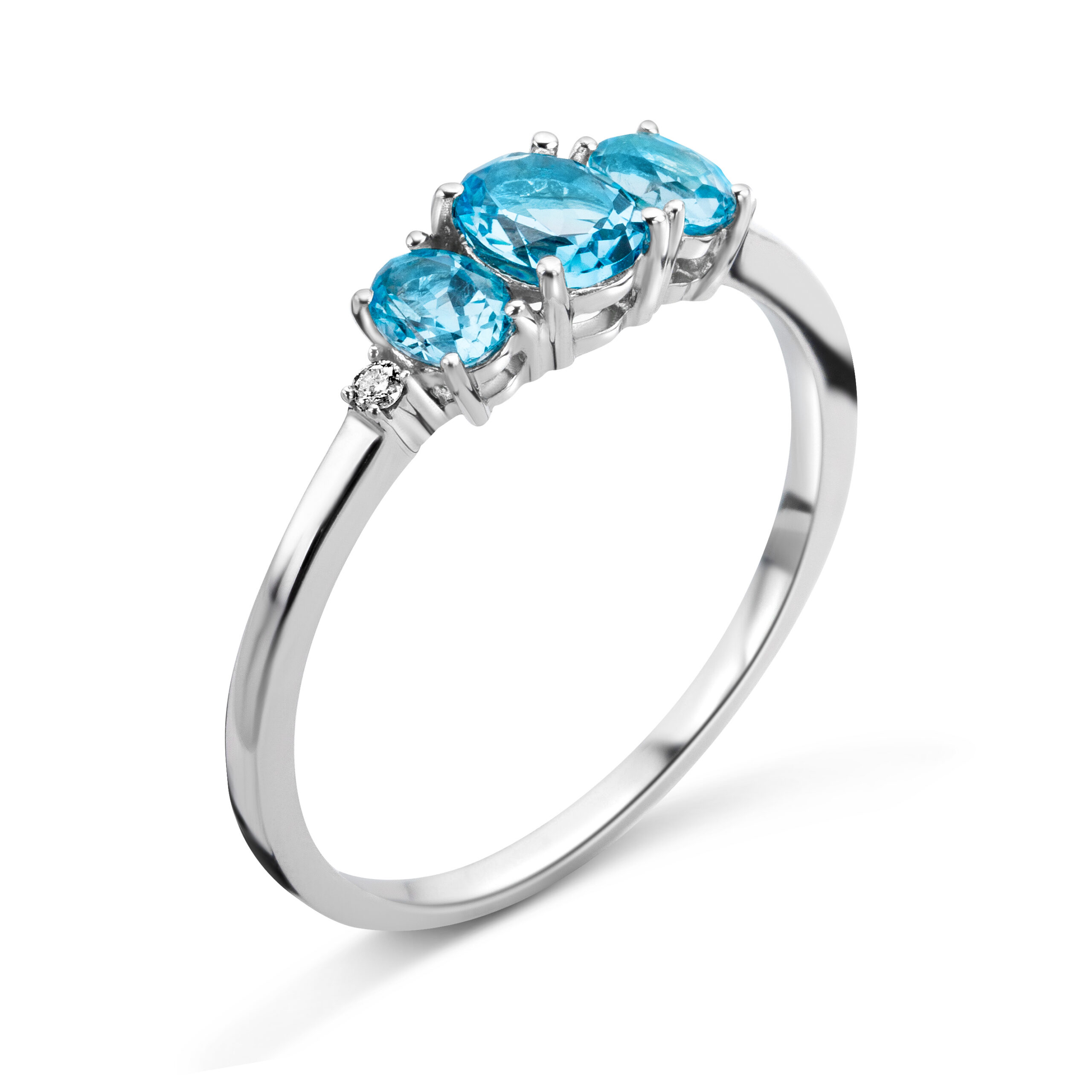 Miore Ring anello oro bianco 375 topazio blu