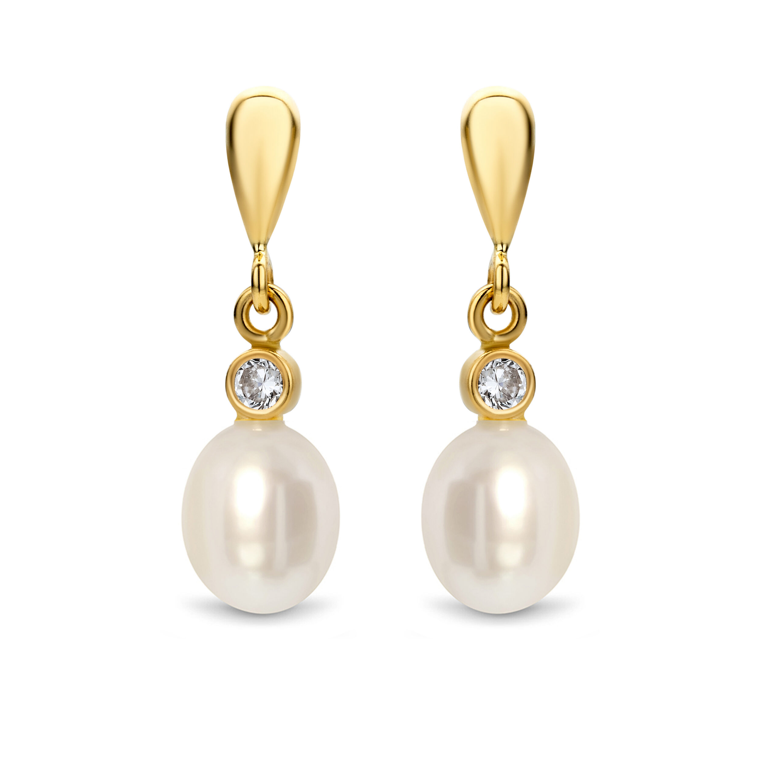 MIORE Orecchini oro giallo 14kt perla zirconi