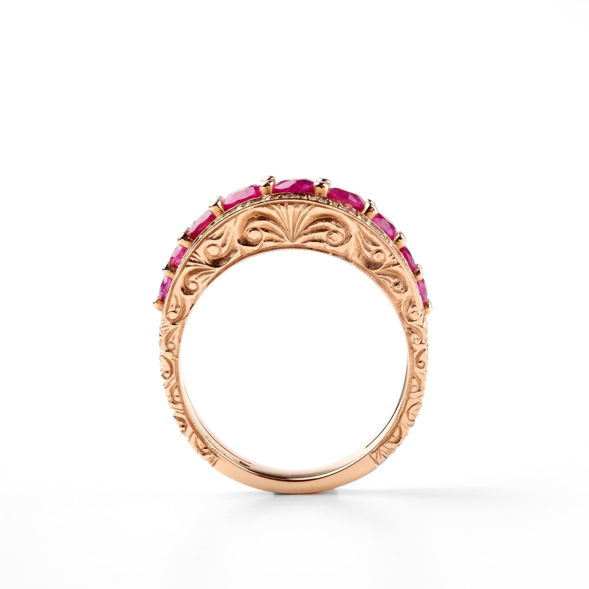 Noi Gioielli Ornato anello oro rosa 18kt rubino 1,44 ct