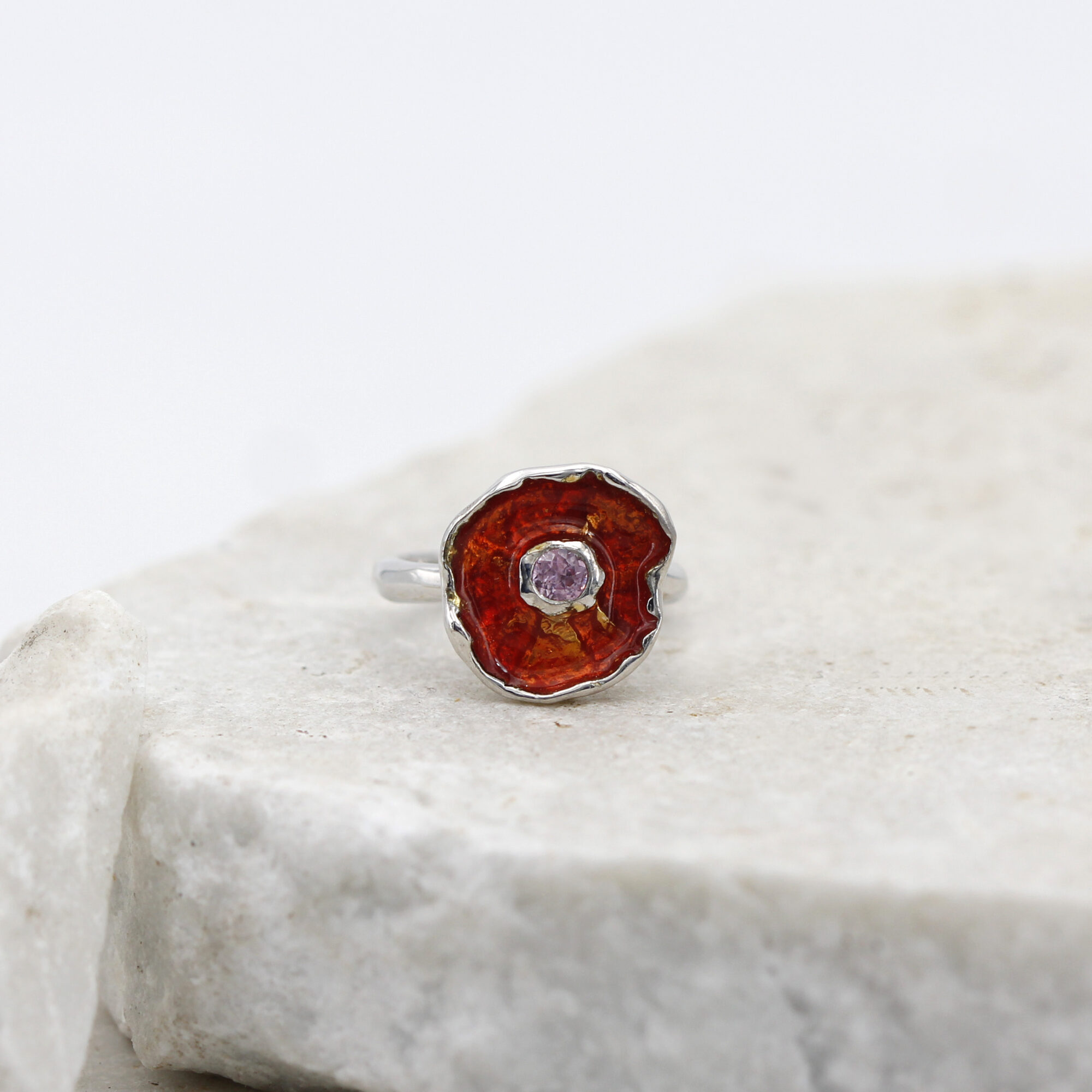 Anna Gioielli Winter Flower Anello argento quarzo rosa 14 mm