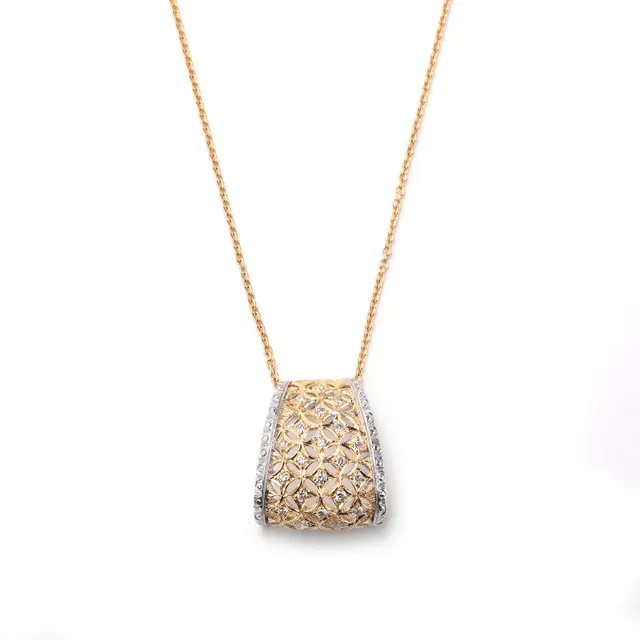 Noi Gioielli Ornato ciondolo oro 18kt bicolore diamanti 20 mm