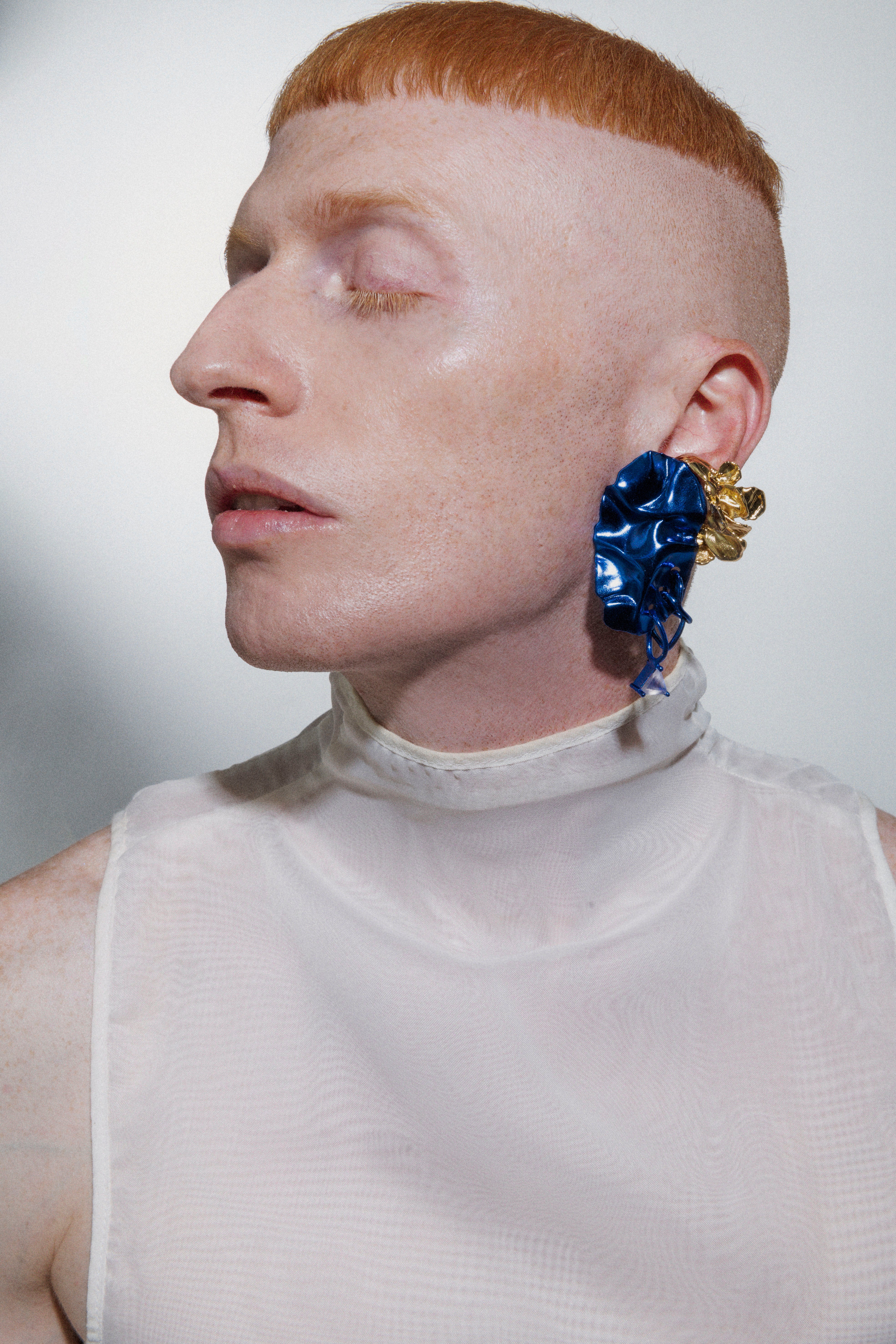 Voodoo Jewels Bold Shapes Azul earcuff bronzo placcato oro