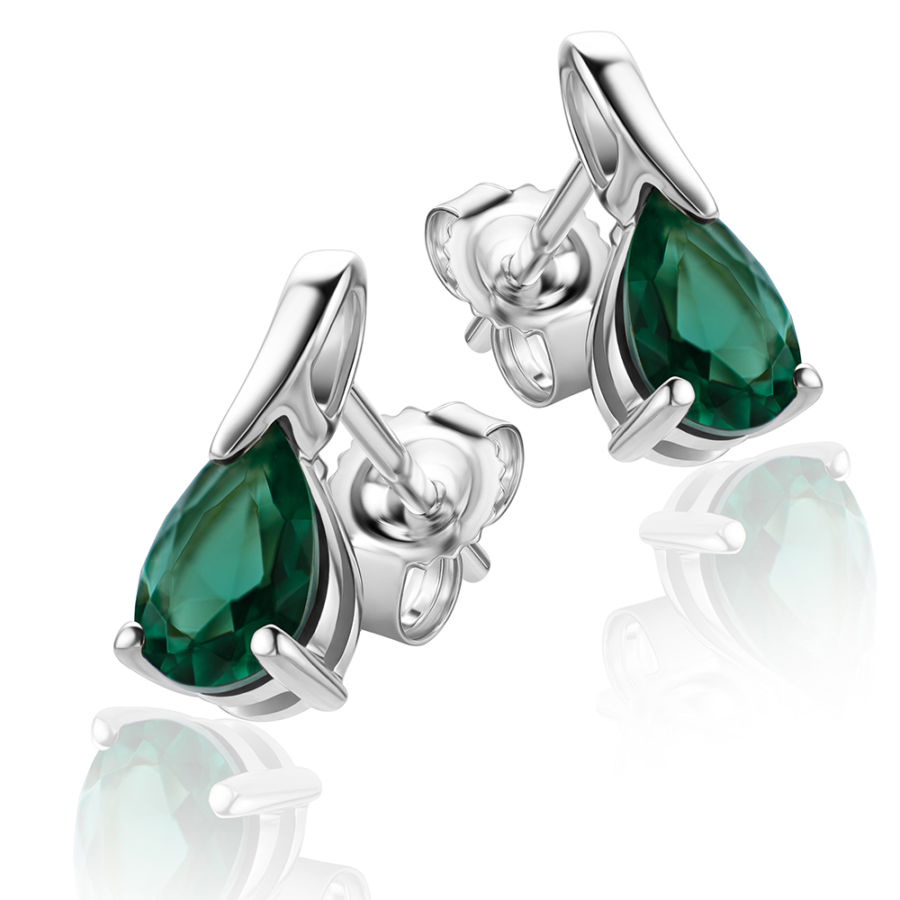 Miore Earrings orecchini oro bianco 9KT smeraldo