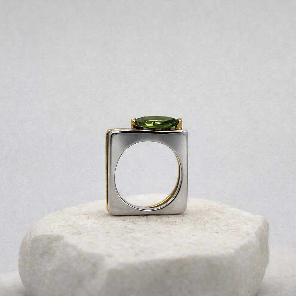 Anna Gioielli Gioielli Classici anello oro peridoto marquise diamante