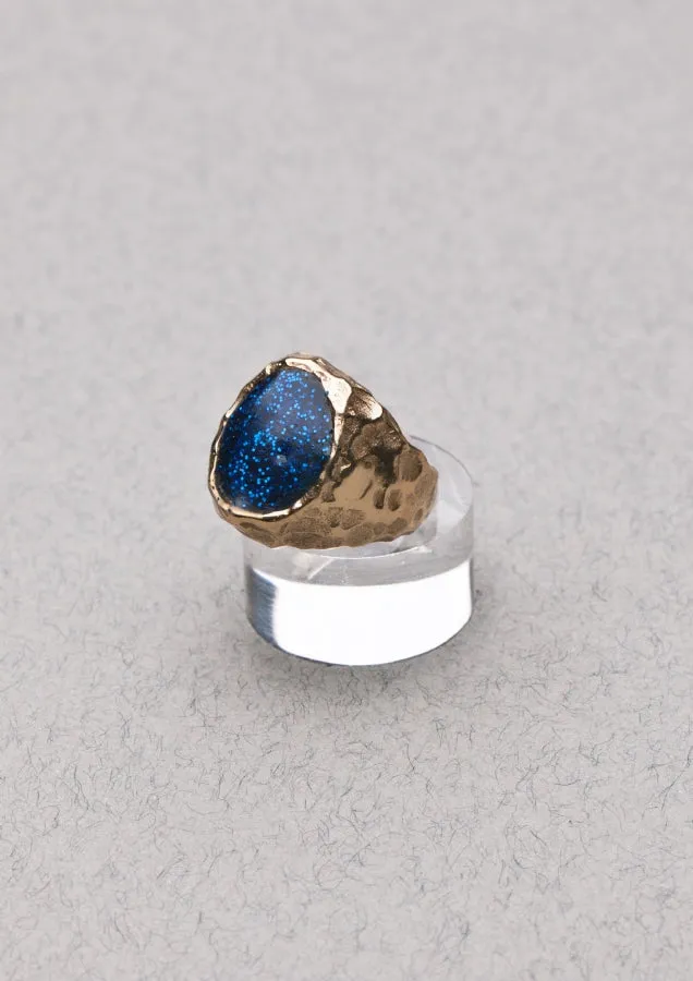 Voodoo Jewels Sigilla Blue Sigillum Anello Bronzo Glitter Blu