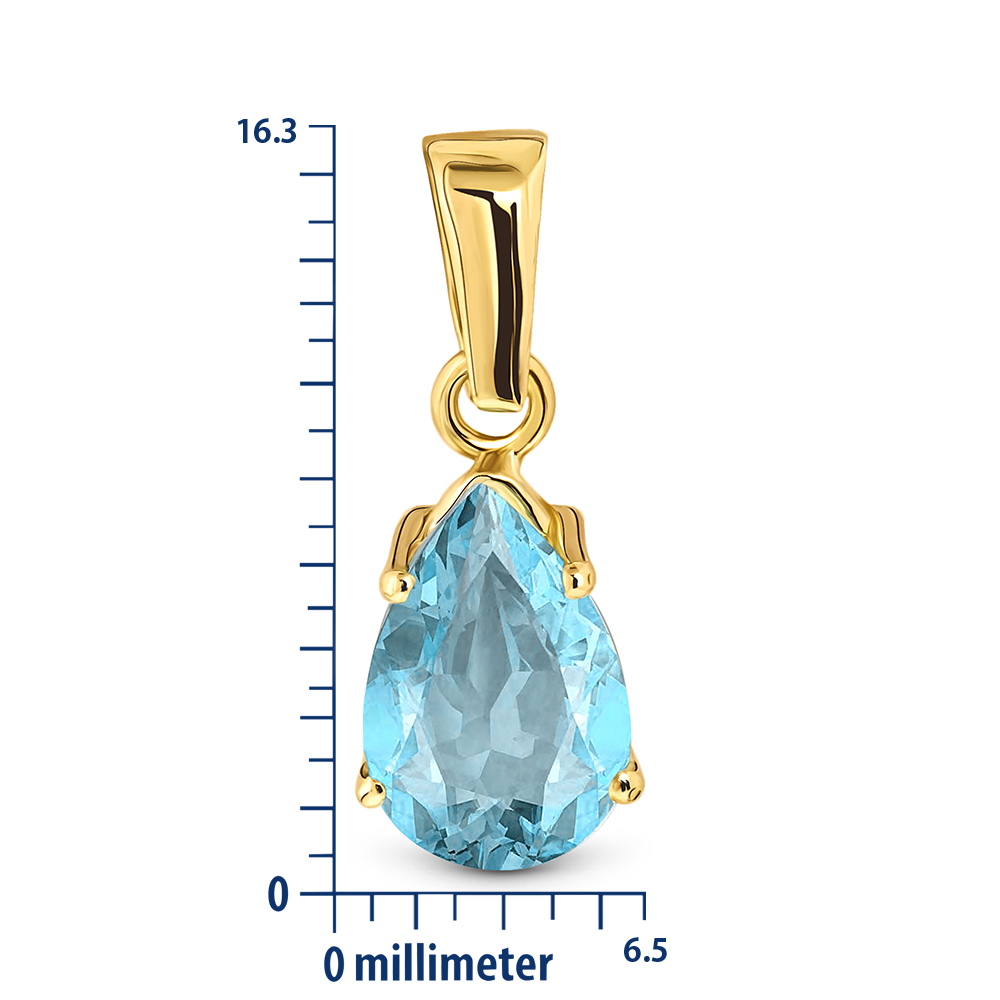 Miore Ciondolo oro giallo 14kt topazio blu
