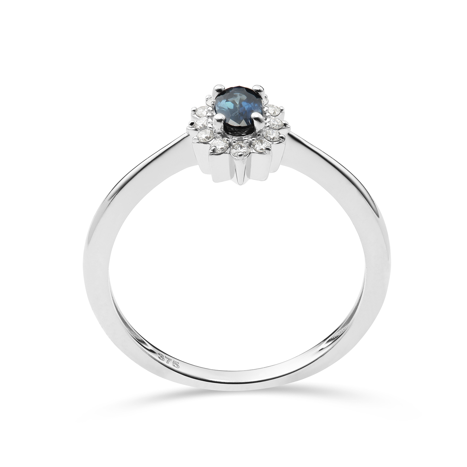 Miore Ring Anello oro bianco 9Kt zaffiro naturale