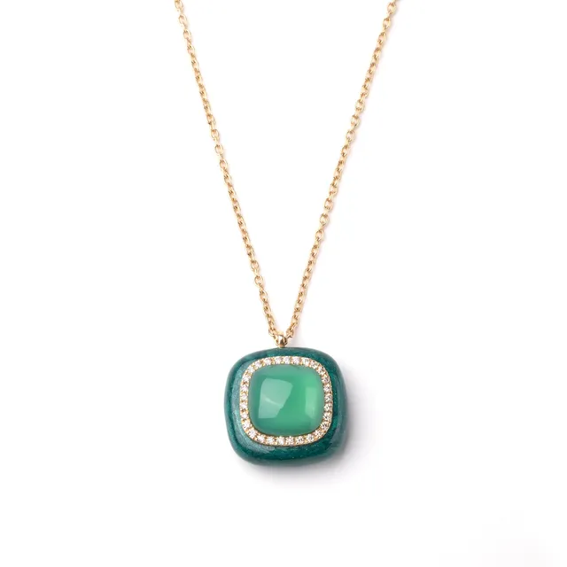 Noi Gioielli Mistica ciondolo oro giallo agata verde evergreen