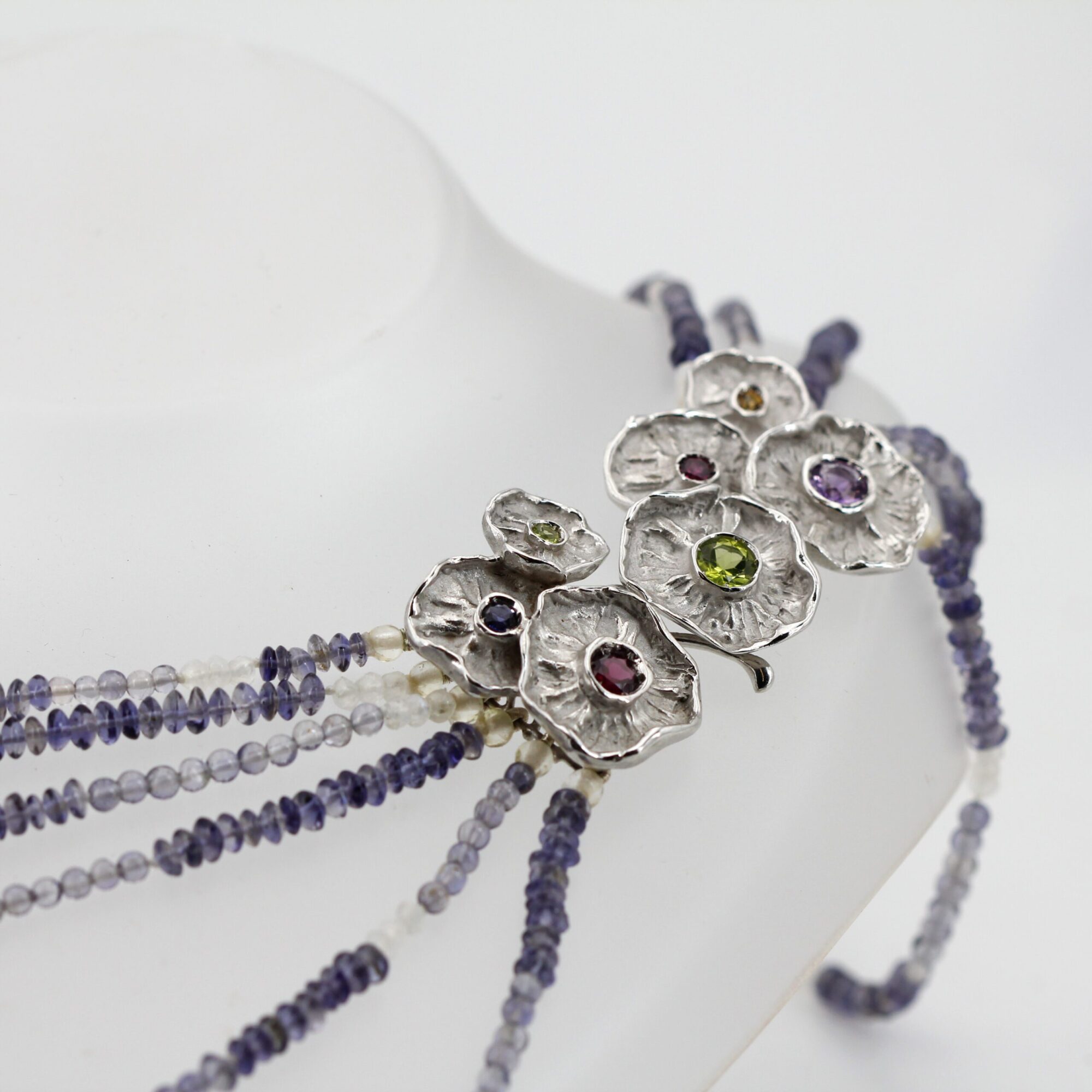 Anna Gioielli Winter Flower Collana argento iolite 6 fili 52 cm