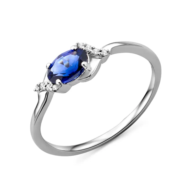 Miore Ring Anello oro bianco 9Kt zaffiro creato