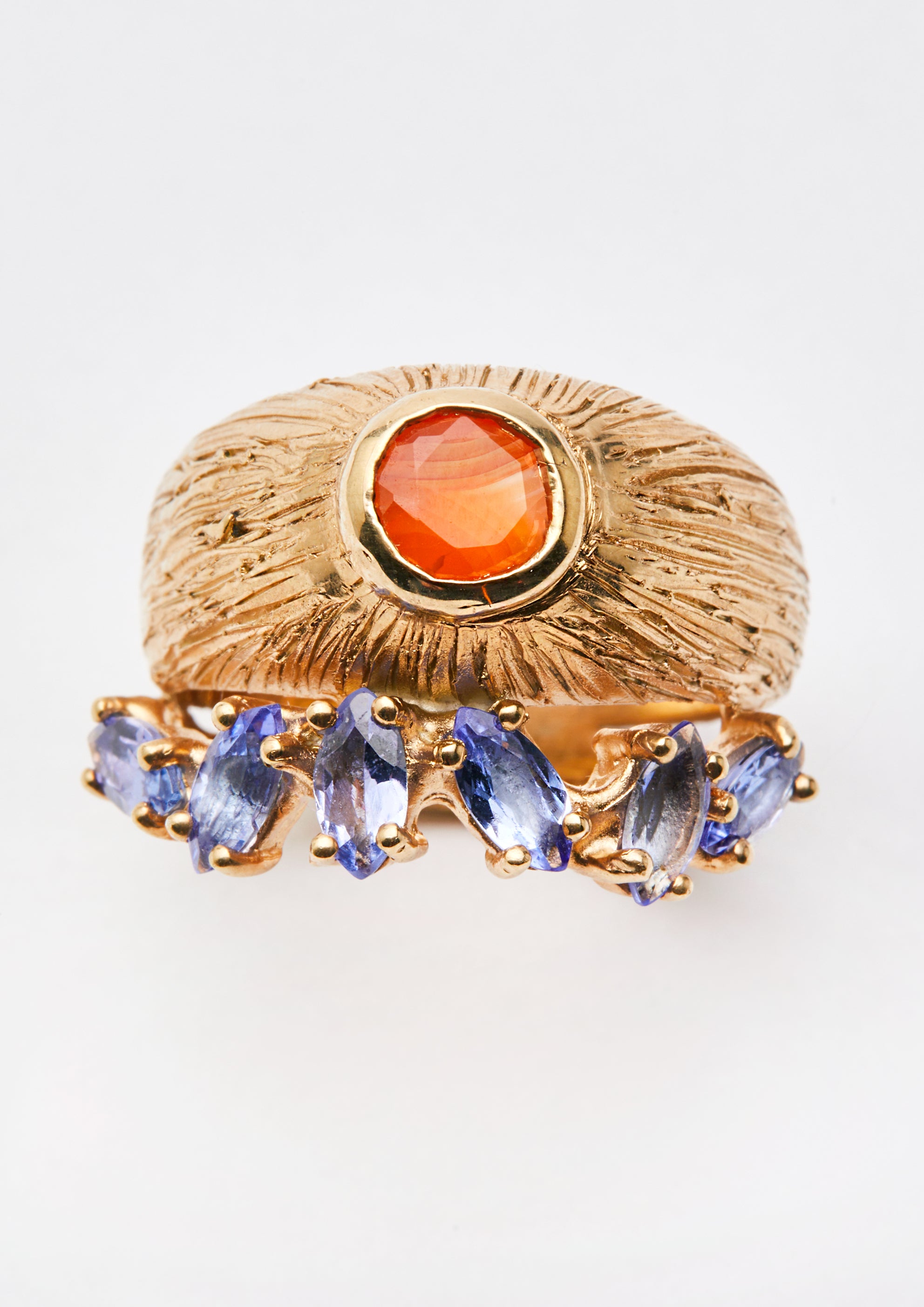 Voodoo Jewels Bold Shapes Peri anello corniola tanzanite oro