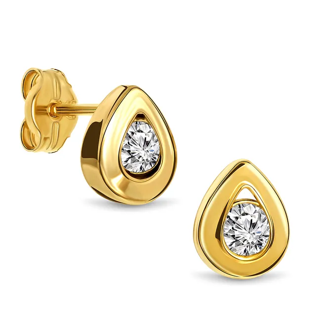 Miore Earrings Orecchini Oro Giallo 14Kt Zirconia
