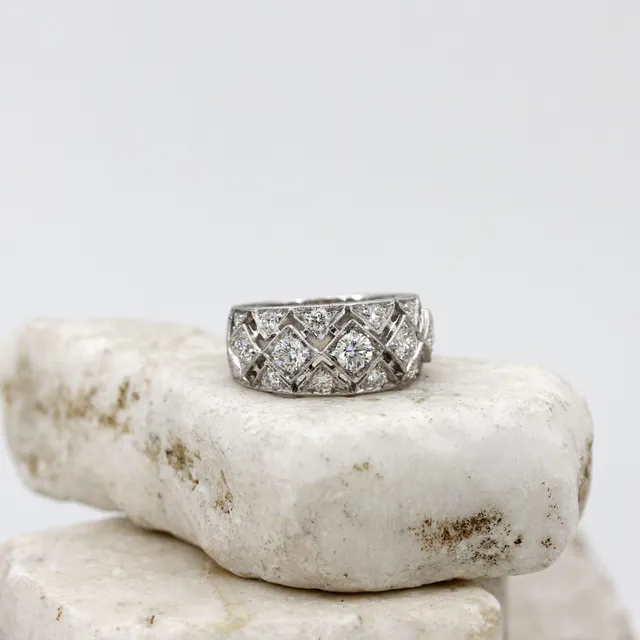 Anna Gioielli Fiorentino anello decò oro bianco diamanti 1,38 ct