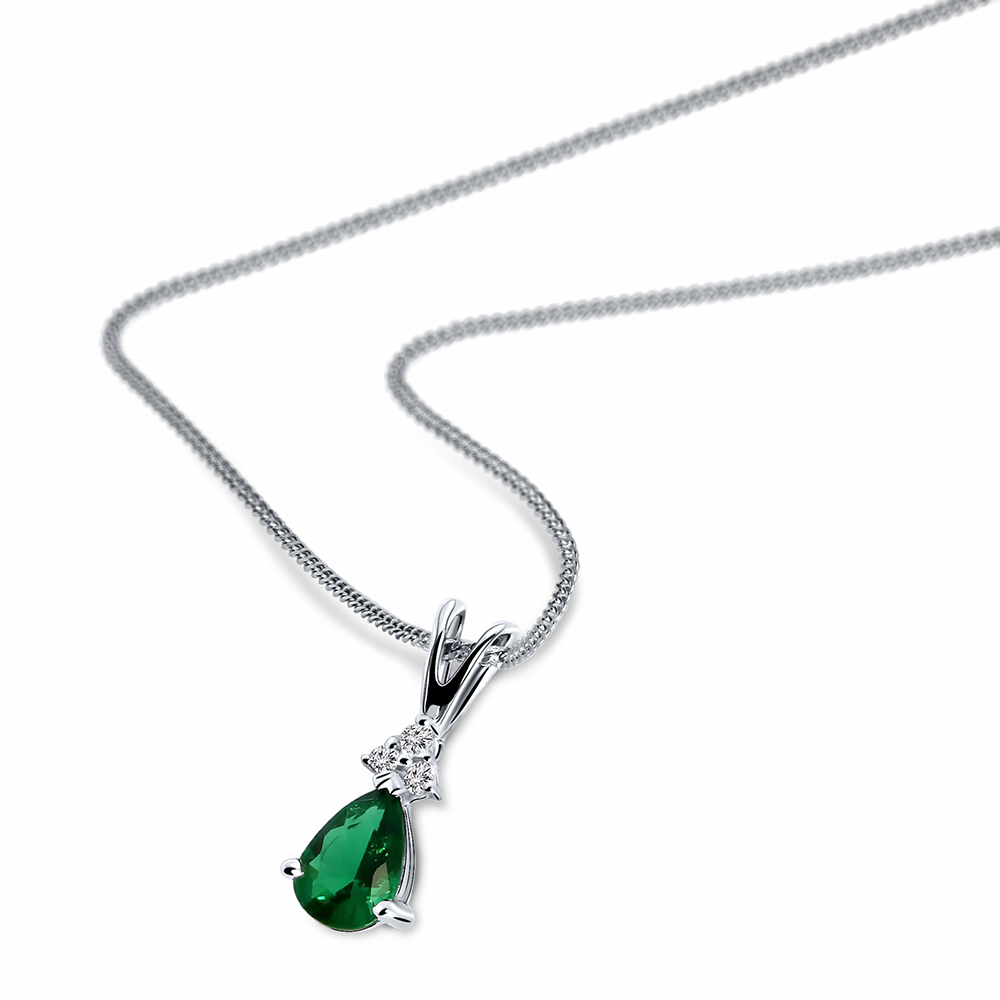 Miore Necklace Collana in Oro Bianco 9kt Smeraldo Creato