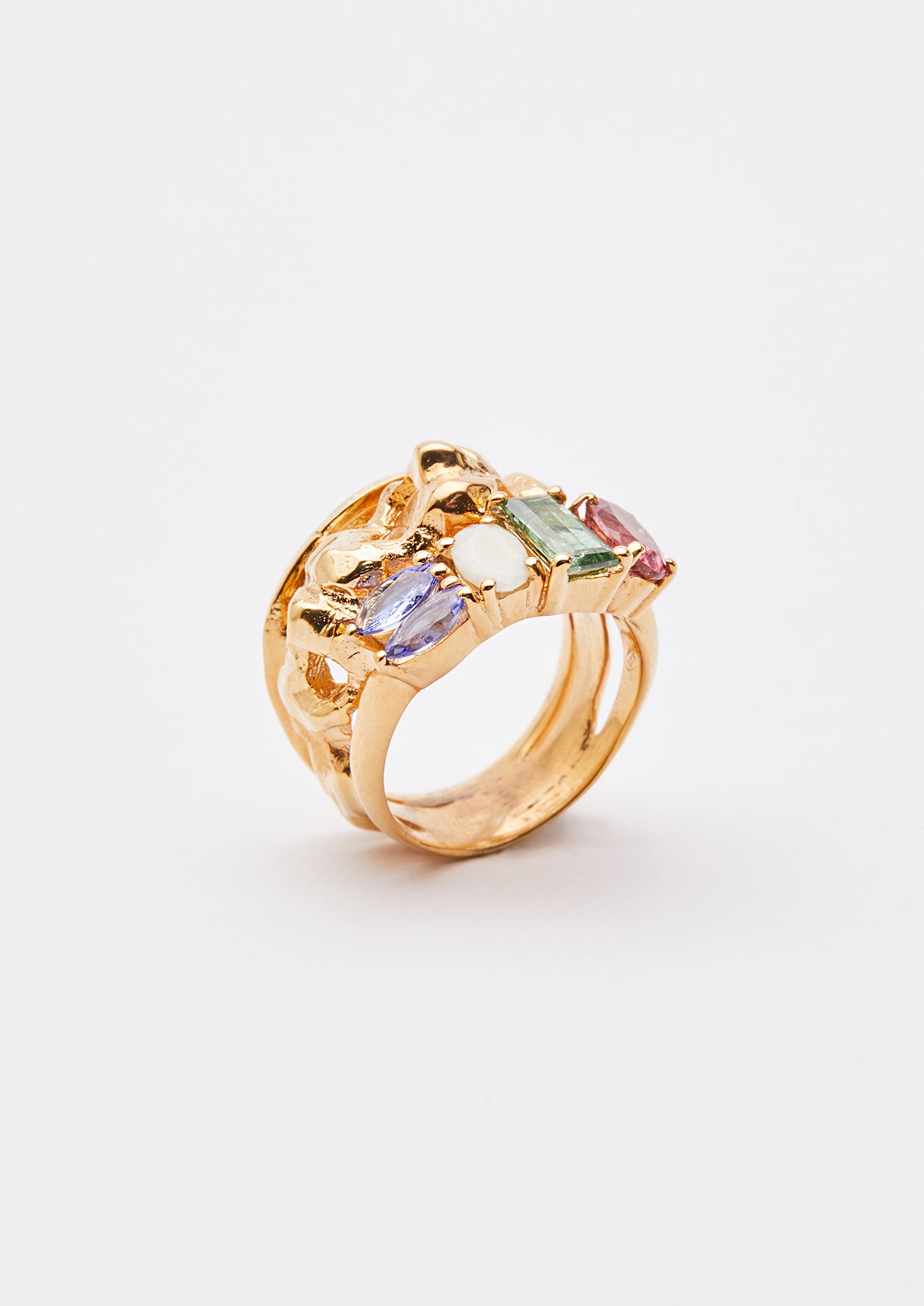 Voodoo Jewels Bold Shapes Ligo anello tormaline opale oro