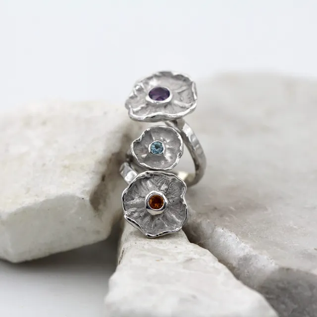 Anna Gioielli Winter Flower Anello argento fiori rotanti 48mm